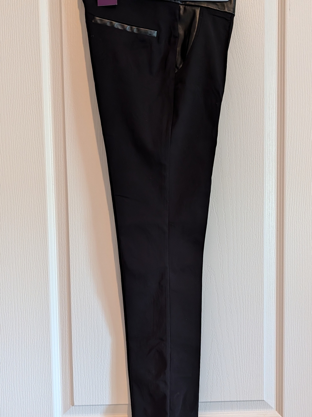 Lascana Women's Black Dress Pants w/Faux Leather Accents Sz 6